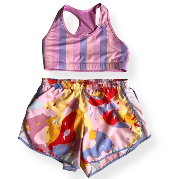 Nike Other - Nike Athletic Shorts & Striped Sports Bra